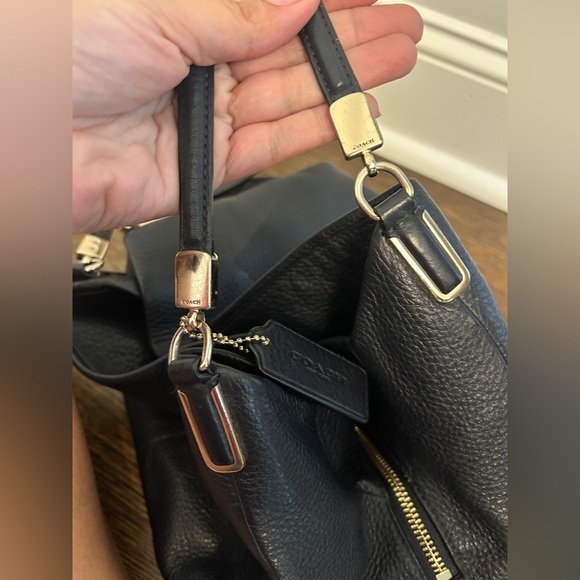 RARE Vintage Coach Phoebe madison navy blue Shoulder Bag In Pebble Leather - Picture 10 of 12